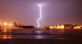 airplane in lightning